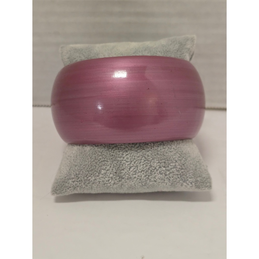 Vintage 90s Mauve Pink Chunky Bangle Bracelet Pearlescent Wide Dome Statement